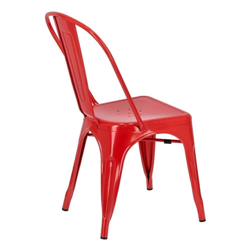 Kovová jídelní židle Paris červená ve stylu industriálním inspirovaná Tolix do kuchyně