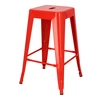 Barová stolička Paris 66 cm červená kovová industriální bez opěradla k kuchyňskému ostrůvku inspirovaná Tolix
