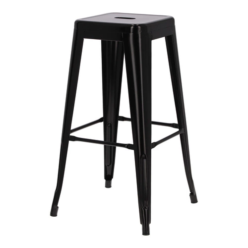 Barová stolička Paris 75 cm černá kovová bez opěradla do kuchyně a k ostrůvku inspirovaná Tolix industriální
