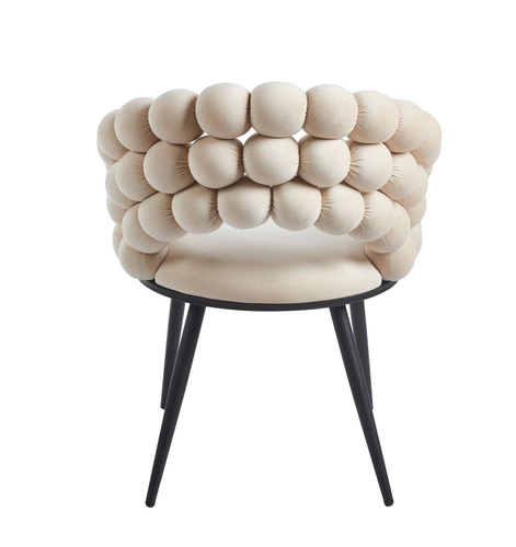 Čalouněná sametová židle Bulle VIC béžová s područkami do jídelny a obývacího pokoje Intesi