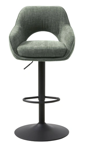 Barová židle Cowley zelená výškově nastavitelná s opěrkou na černé noze