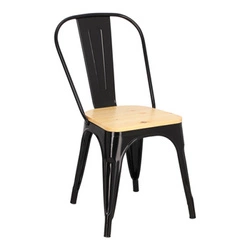 Jídelní židle Paris Wood D2.DESIGN černá kovová s dřevěným sedákem borovice