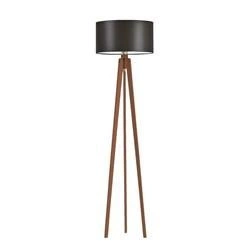 Stojací lampa do obýváku glamour MIAMI Lysne dřevěný trojnožka s hnědým stínidlem na míru