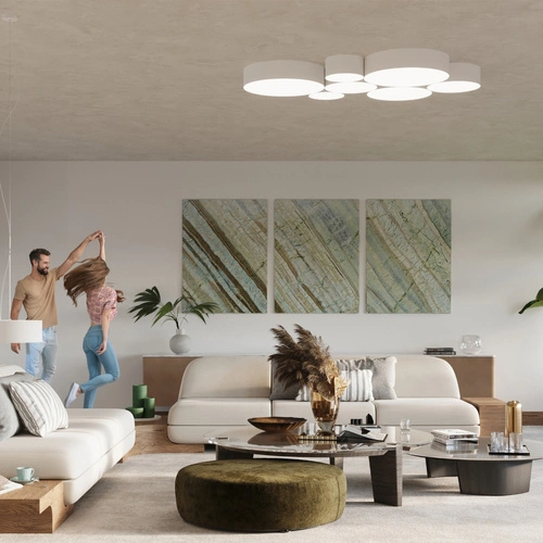 Stropní svítidlo ARENA 55 bílá moderní kulatá do obýváku, kuchyně nebo ložnice