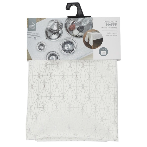 Bílý obdélníkový ubrus Geometric Dore 140x250 cm moderní do jídelny Intesi