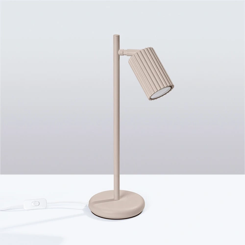 Stolní lampa KARBON moderní minimalistická béžová hliník do kanceláře a obýváku