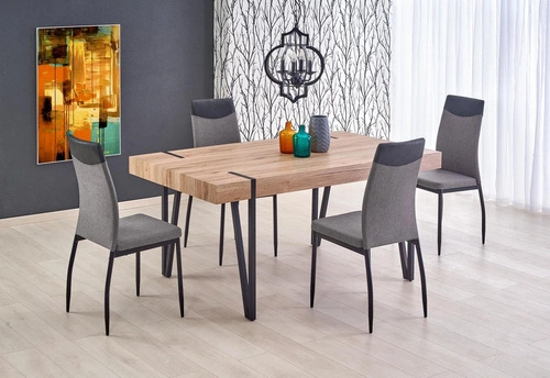 Jídelní stůl loftový Hannah dub san remo černé nohy 170x90 cm moderní Intesi