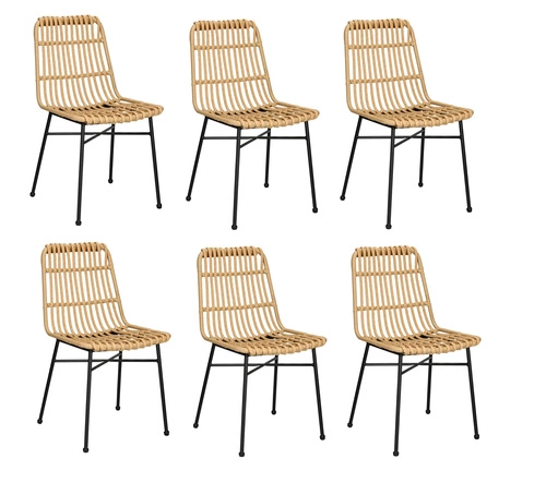 Sada 6 židlí Surabaya přírodní/černé nohy