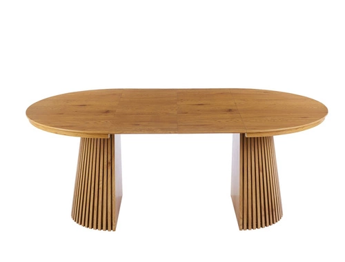 Rozkládací kulatý jídelní stůl Kyoto 120–200 cm přírodní dub moderní