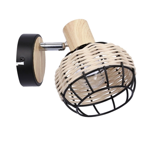 Nástěnná lampa Taiga černá+dřevo 1x40W E14 stínidlo černá+dřevo