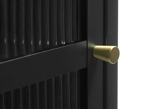 Vitrína Bronco černá skleněná loftová do obýváku na alkohol 160 cm