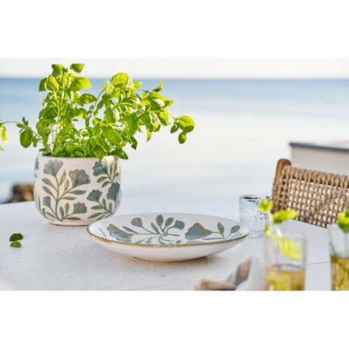 Dekorativní kulatý keramický podnos Ginkgo bílý House Nordic 35,5 cm