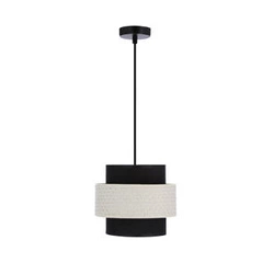 Závěsná lampa Benta černá 1x40W E27 stínidlo černá+krémová