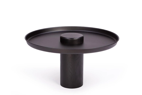 Kulatý konferenční stolek TYK 630 černý dub moderní do obýváku NORDIFRA 63 cm