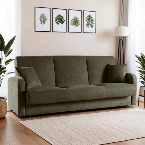 Rozkládací pohovka s úložným prostorem Corsica zelená, 3místná, na spaní do obýváku