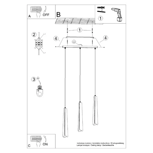 Závěsné svítidlo PRYSM 3L černé skandinávský styl, tříramenné nad jídelní stůl nebo do obýváku