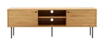 TV stolek dřevěný Lattes dub 150 cm moderní s lamelami na vysokých nohách do obýváku