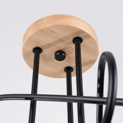 Stropní lustr do obýváku EMBER 3 černý minimalistický s dřevem 3-bodový Sollux Lighting