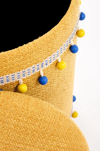 Sada 2 žlutých kulatých taburetů se úložným prostorem do obýváku a dětského pokoje Intesi