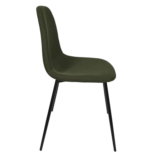 Čalouněná židle Pori zelená khaki Intesi do jídelny moderní s černými kovovými nohami