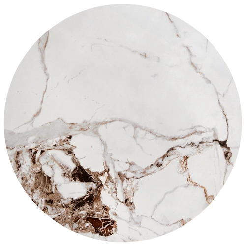 Konferenční stolek Javin S kulatý bílý mramor černý moderní glamour do obýváku 60 cm