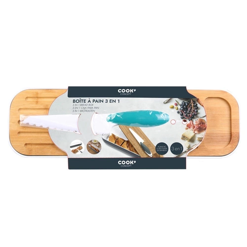 Intesi Sada 3v1 moderní bambusové prkénko na krájení s miskou a nožem