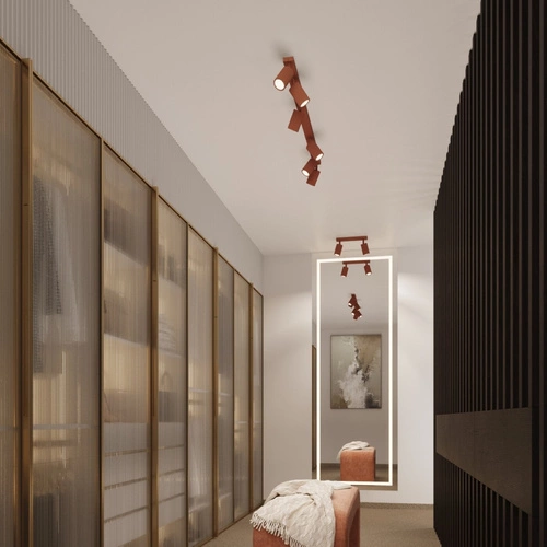 Stropní svítidlo KARBON 30 červené minimalistické do obýváku a ložnice hliník