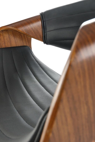 Barová židle Analis černá s opěrkou a područkami do kuchyně loftová ořechová 63 cm Intesi