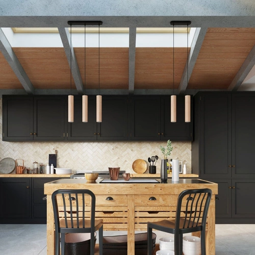 Závěsné dřevěné svítidlo LINO 1 moderní válec do obýváku kuchyně i nad ostrůvek Sollux