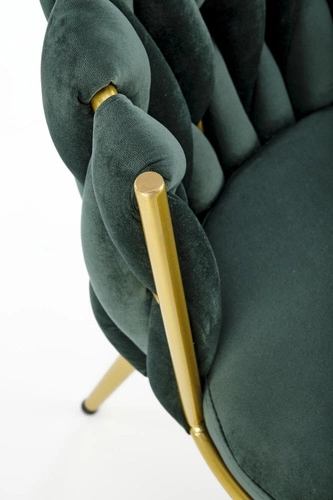 Jídelní židle Wendy zelený samet glamour na zlatých nohách moderní Intesi