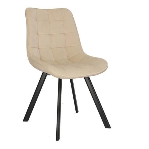 Čalouněná sametová židle Moly Intesi béžová s černými nohami do jídelny a obýváku
