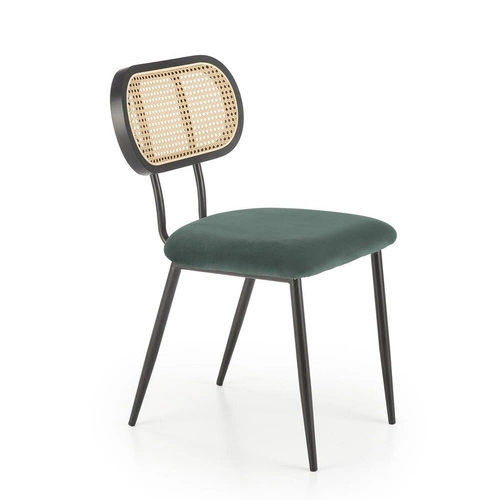 Čalouněná velurová židle Sophie zelená do jídelny a obýváku moderní na černých nohách