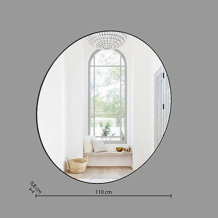 Kulaté zrcadlo Alice 110 cm v černém rámu do obýváku a předsíně