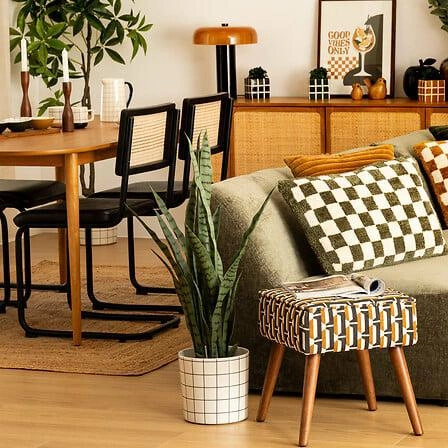 Čalouněný taburet Chiara Atmosphera hnědý retro do obýváku nebo předsíně 40 cm