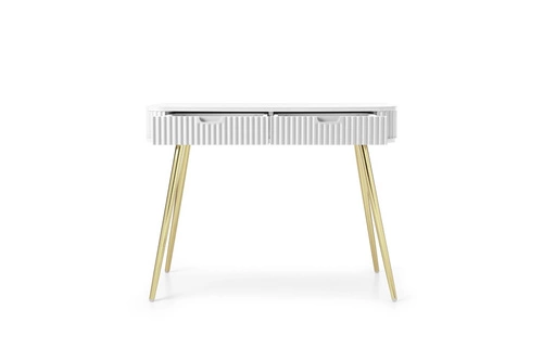 Bílý toaletní stolek se zásuvkami Seda Intesi moderní do ložnice na zlatých nohách glamour