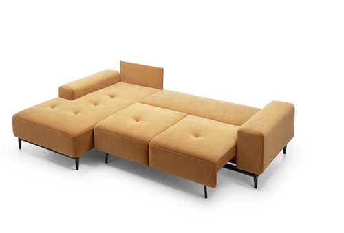 Rohová rozkládací pohovka Revon sametová levá béžová moderní do obýváku Intesi