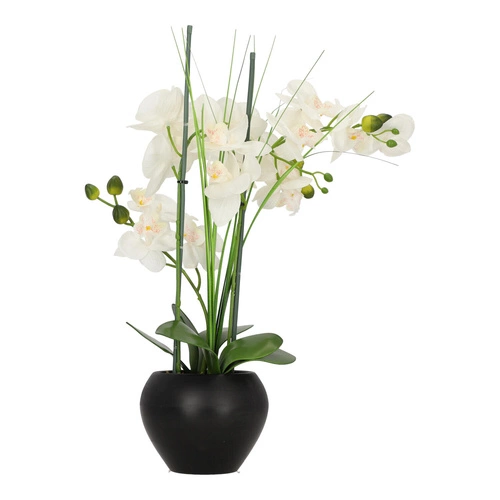 Umělá orchidej Atmosphera bílá moderní do obýváku 53 cm jako živá v květináči