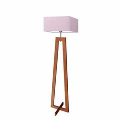 Stojací lampa JAWA Lysne moderní fialová s textilním stínidlem dřevěná do obýváku 138 cm