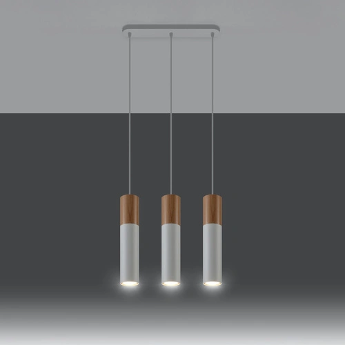 Závěsné svítidlo Pablo 3L bílé dřevěné nad stůl moderní do obýváku a jídelny