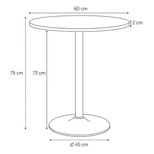 Kulatý jídelní stůl Hvar 60 cm černý moderní do obýváku a kavárny