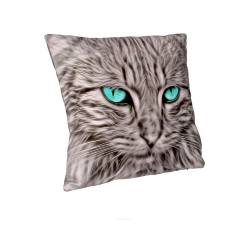 Dekorační polštář Mouton s potiskem kočky sametový antialergenní do obýváku šedý