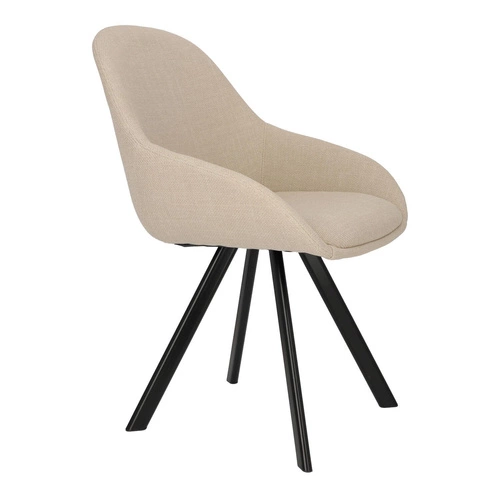 Čalouněná jídelní židle Nels béžová s područkami moderní černé nohy