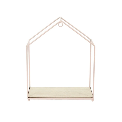 Intesi Domek sada 3 růžových kovových poliček na zeď do dětského pokoje a obýváku