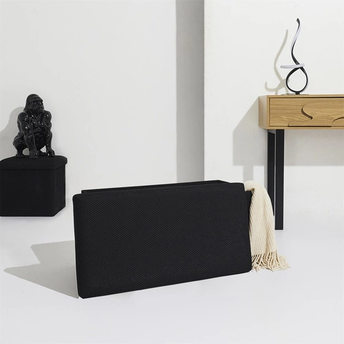 Skládací taburet s úložným prostorem Velse Atom černý obdélníkový moderní do předsíně Intesi