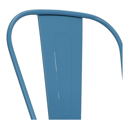 Barová židle Paris Back 75 cm modrá kovová s opěrkou do kuchyně a k ostrůvku loftová