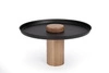 Kulatý konferenční stolek TYK 63 cm dubový s černou ocelovou deskou moderní do obýváku NORDIFRA