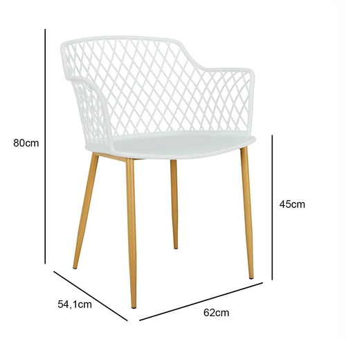 Jídelní židle Basel bílá z plastu s područkami boho styl Intesi