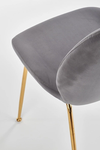 Čalouněná sametová židle Brema šedá se zlatými nohami glamour do obýváku a jídelny