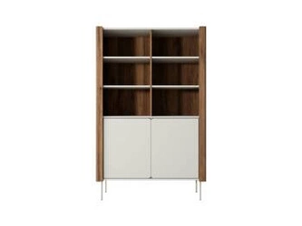 Moderní béžový ořechový knihovna do obýváku se skříňkou a policemi 167 cm Intesi