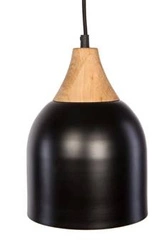 Závěsné svítidlo Beta černé moderní s dubovým dekorem nad jídelní stůl do kuchyně NORDIFRA